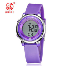 2017 OHSEN Brand Digital LCD Kids Girls Fashion Wristwatch Cute Girl Rubber Strap 50M Waterproof Child Watches Alarm Hand Clocks
