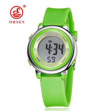 2017 OHSEN Brand Digital LCD Kids Girls Fashion Wristwatch Cute Girl Rubber Strap 50M Waterproof Child Watches Alarm Hand Clocks