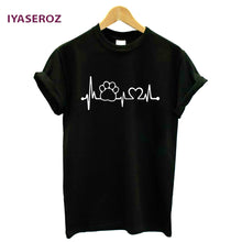 IYASEROZ 2017 Paw Heartbeat Lifeline dog cat Women tshirt Halajuku Casual Funny t shirt For Unisex Lady Girl Top Tees Hipster