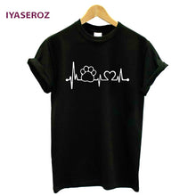 IYASEROZ 2017 Paw Heartbeat Lifeline dog cat Women tshirt Halajuku Casual Funny t shirt For Unisex Lady Girl Top Tees Hipster
