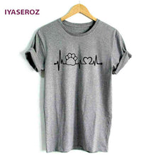 IYASEROZ 2017 Paw Heartbeat Lifeline dog cat Women tshirt Halajuku Casual Funny t shirt For Unisex Lady Girl Top Tees Hipster