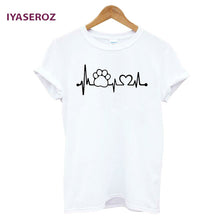 IYASEROZ 2017 Paw Heartbeat Lifeline dog cat Women tshirt Halajuku Casual Funny t shirt For Unisex Lady Girl Top Tees Hipster