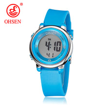 2017 OHSEN Brand Digital LCD Kids Girls Fashion Wristwatch Cute Girl Rubber Strap 50M Waterproof Child Watches Alarm Hand Clocks