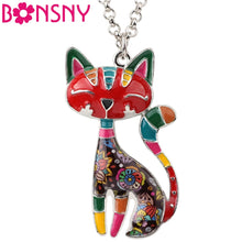 Bonsny Statement Maxi Enamel Cat Necklaces Jewelry  Pendants Choker Chain Collar Pendant 2017 New For Women Bijoux Accessories
