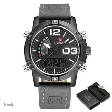 Men Sport Watches NAVIFORCE Brand Dual Display Watch Digital Analog Watch Electronic Quartz Watch 30M Waterproof Orange Clock