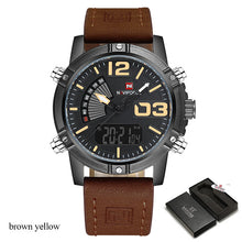 Men Sport Watches NAVIFORCE Brand Dual Display Watch Digital Analog Watch Electronic Quartz Watch 30M Waterproof Orange Clock