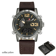 Men Sport Watches NAVIFORCE Brand Dual Display Watch Digital Analog Watch Electronic Quartz Watch 30M Waterproof Orange Clock