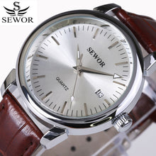 SEWOR Luxury Brand Fashion Casual Men Watches Automatic Mechanical Watch Business Date Clock Leather Strap montre homme 2016 New
