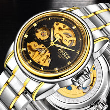 2017 latest automatic mechanical watch waterproof men, skeleton men's stainless steel watch, well-known brand BOSCH gold watch