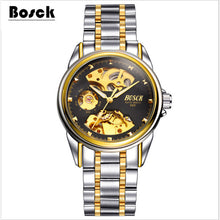 2017 latest automatic mechanical watch waterproof men, skeleton men's stainless steel watch, well-known brand BOSCH gold watch