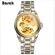 2017 latest automatic mechanical watch waterproof men, skeleton men's stainless steel watch, well-known brand BOSCH gold watch