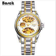 2017 latest automatic mechanical watch waterproof men, skeleton men's stainless steel watch, well-known brand BOSCH gold watch