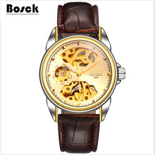 2017 latest automatic mechanical watch waterproof men, skeleton men's stainless steel watch, well-known brand BOSCH gold watch