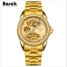 2017 latest automatic mechanical watch waterproof men, skeleton men's stainless steel watch, well-known brand BOSCH gold watch