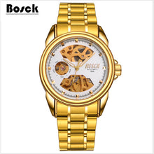 2017 latest automatic mechanical watch waterproof men, skeleton men's stainless steel watch, well-known brand BOSCH gold watch