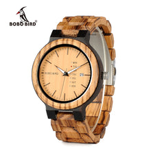 BOBO BIRD Newest Wood Watch for Men with Week Display Date Quartz Watches Two-tone Wooden Drop Shipping